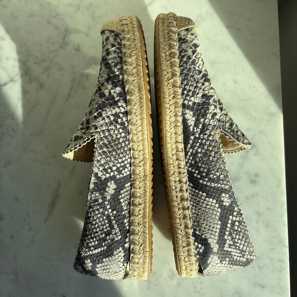Stuart Weitzman Snakeskin Espadrille Flats Beige Black Women’s 6.5 - Picture 3 of 10